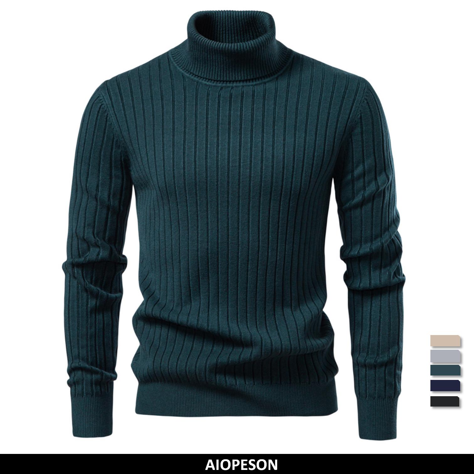 Turtleneck Sweater Men - AIOPESON Men's Turtleneck Sweater Solid Color