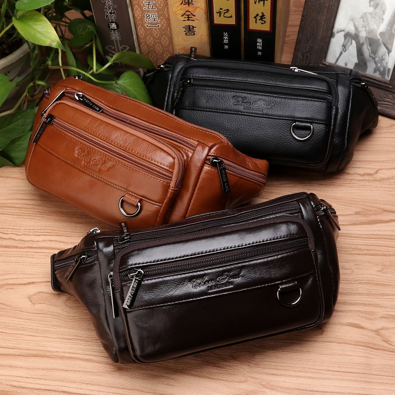 Men Waist Fanny Bags Sling Che - Leather Belt Braided ulasan dan harga