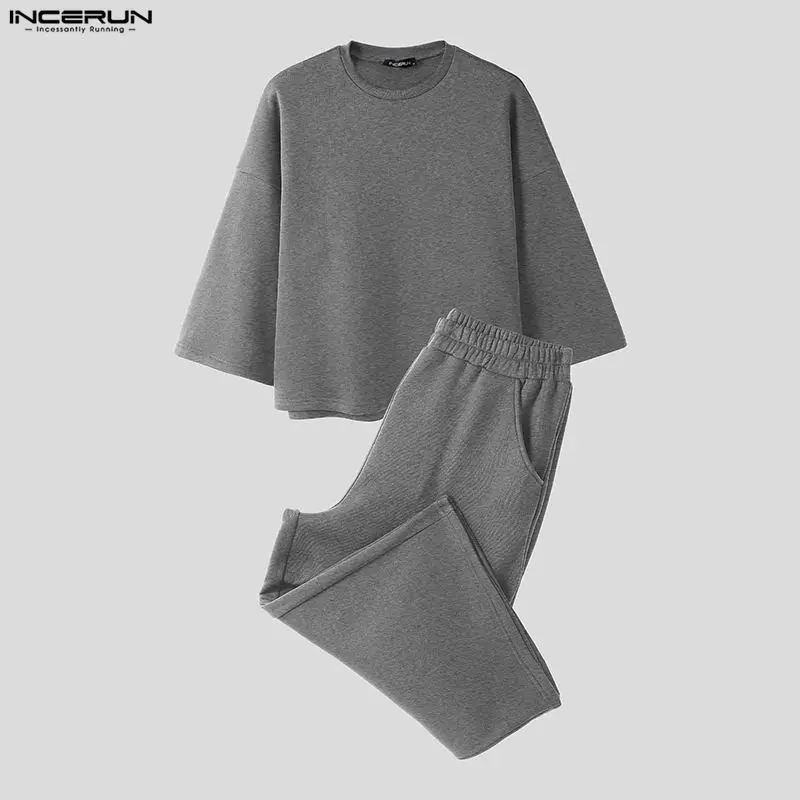 INCERUN Men Sets Solid Color B - Men'S Fashion Outfits ulasan dan harga