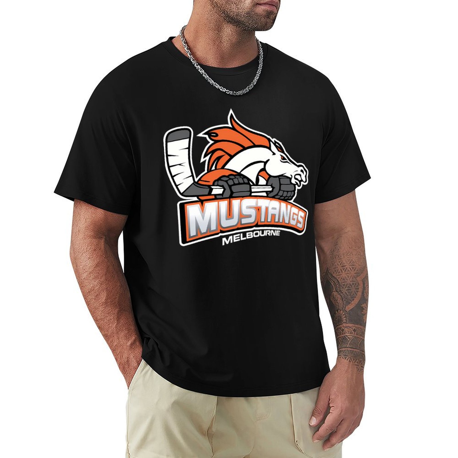 Melbourne Mustangs Classic Whi - Mens Fashion Melbourne ulasan dan harga