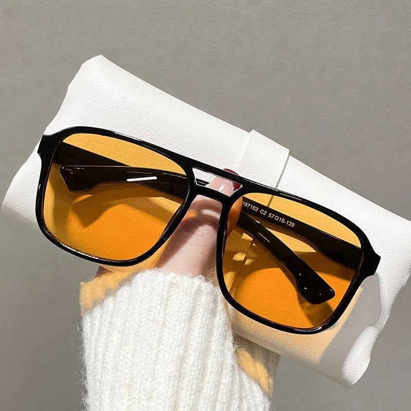 Square Double Bridges Sunglass - Men'S Fashion Glasses ulasan dan harga