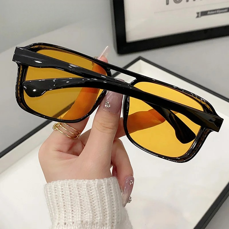 Square Double Bridges Sunglass - Men'S Fashion Glasses ulasan dan harga