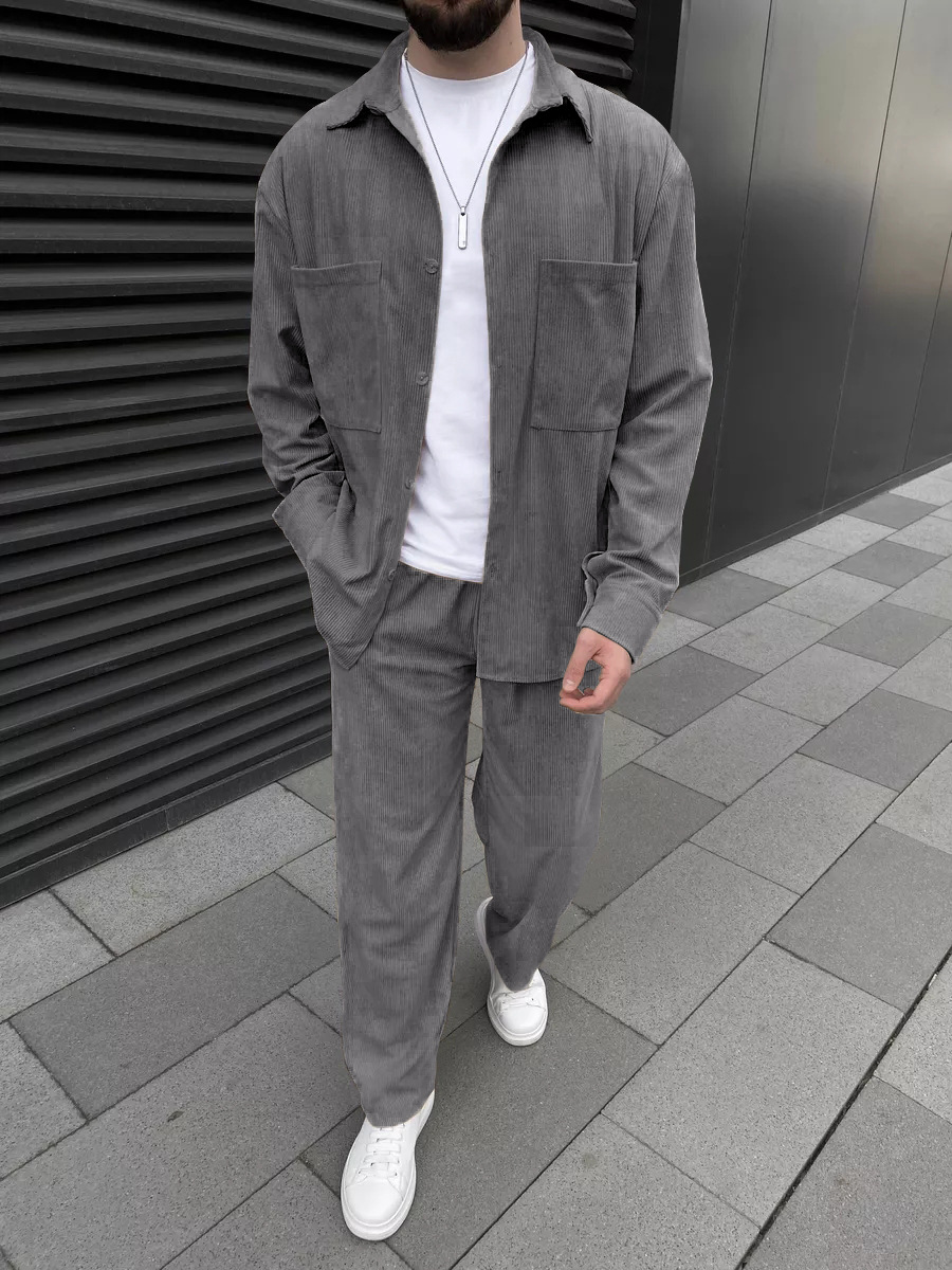 Men's Corduroy Two-Piece Outfi - Men'S Fashion Outfits ulasan dan harga