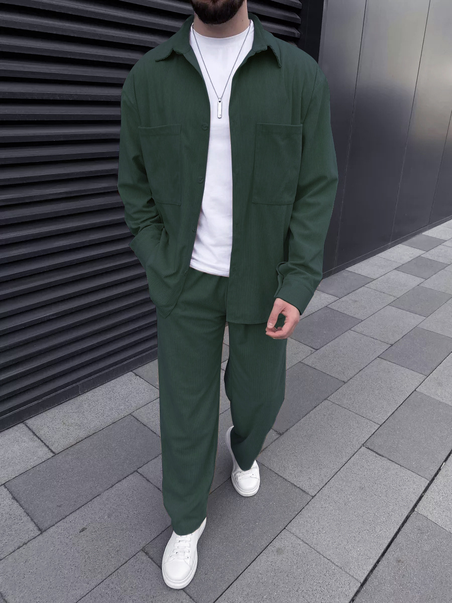 Men's Corduroy Two-Piece Outfi - Men'S Fashion Outfits ulasan dan harga