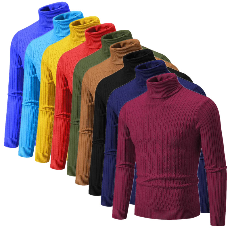 2025 New Men Solid Colour Turt - Turtleneck Sweater Men ulasan dan harga