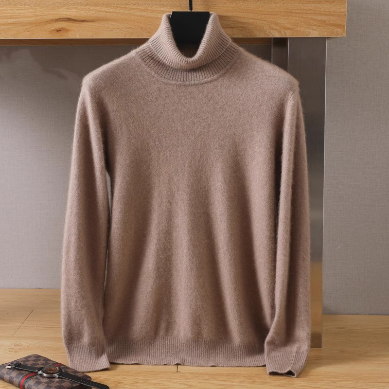 Men's 100% pure Mink velvet Ca - Turtleneck Sweater Men ulasan dan harga