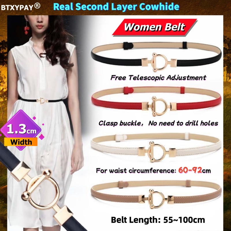 1.3cm Width 1M Women OT Clasp  - Leather Belt Braided ulasan dan harga