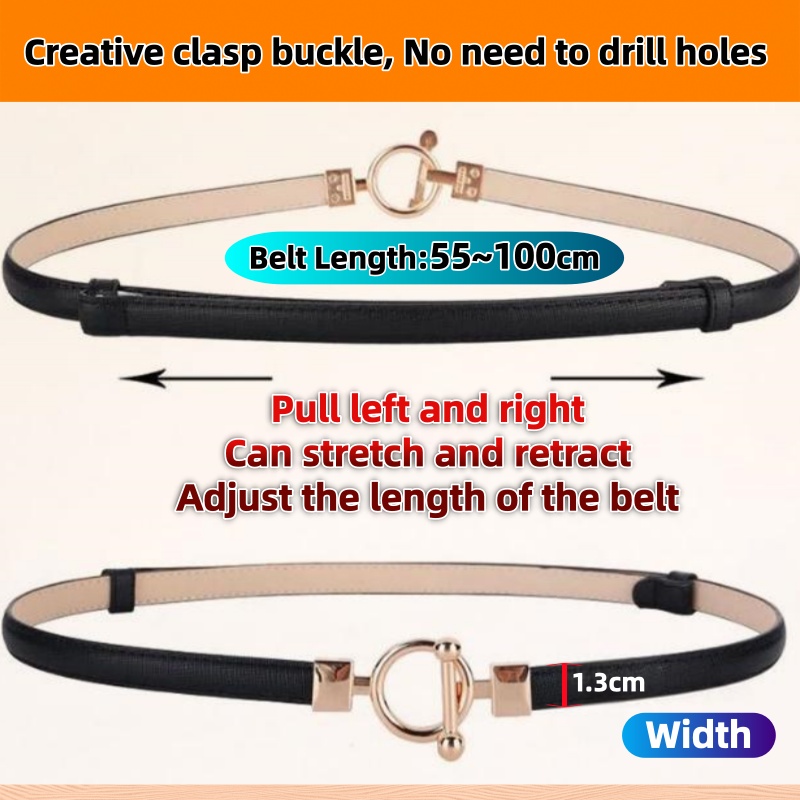 1.3cm Width 1M Women OT Clasp  - Leather Belt Braided ulasan dan harga