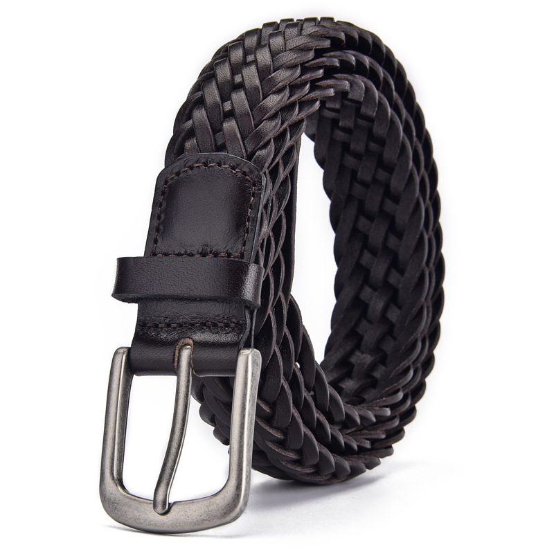 2025 Men Real Cowhide Belt Wov - Leather Belt Braided ulasan dan harga